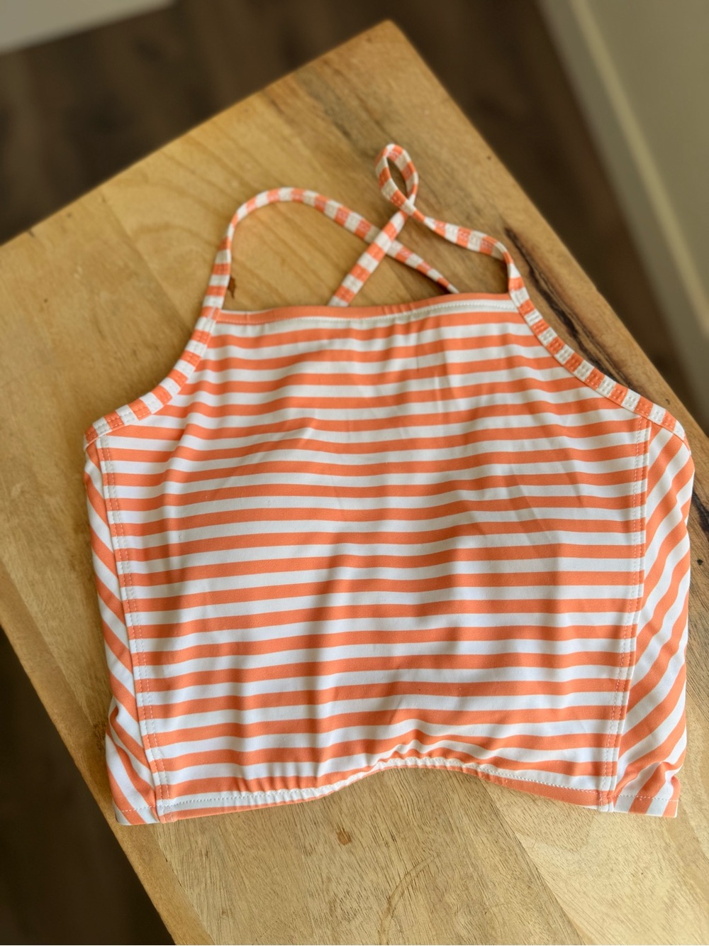 Albion darling stripe coral peach white swim suit switchback tankini top XS
